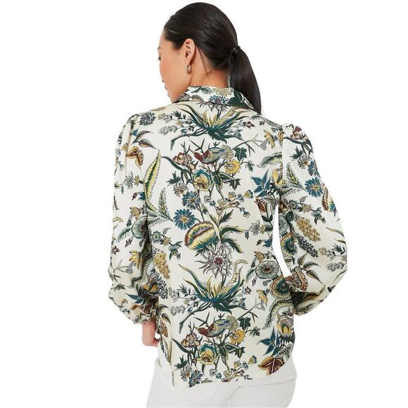 Tuckernuck Sharp Floral Serena Blouse Button Front Long Sleeve Size XL - Picture 11 of 16